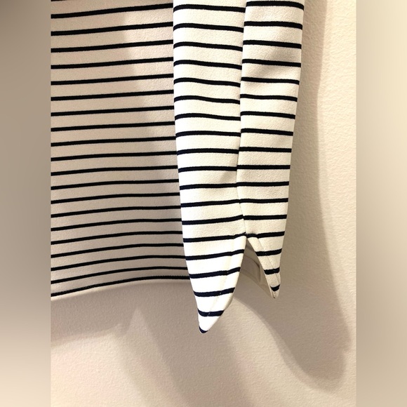 Navy striped boat neck short sleeve shirt with bow print - Picture 5 of 6